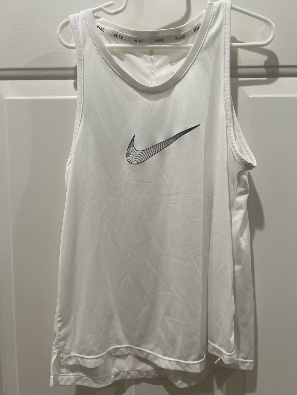 Nike White Tank Top with Black Swoosh